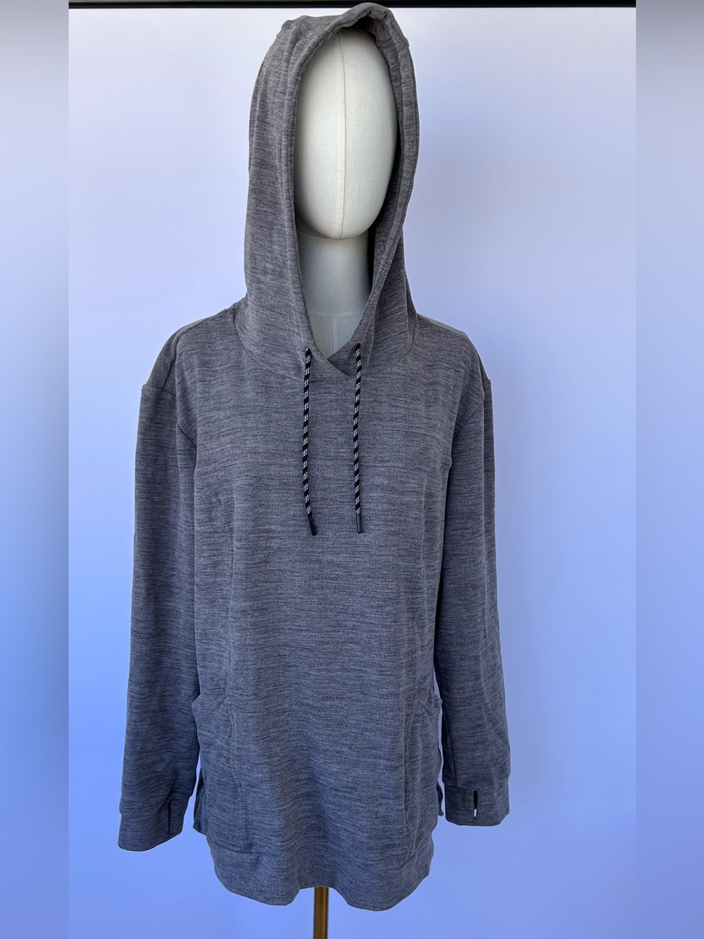 Spyder Women’s Tunic Length Hoodie Thumb Holes Moisture Wick Gray‎ Size XXL